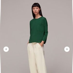 Whistles Green Organic Cotton Pocket Top‎ Women’s Size Small